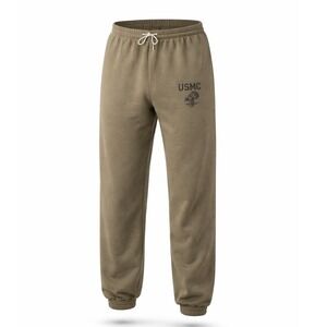 USMC Military Olive Green Sweatpants Drawstring Elastic Cuff Joggers Fleece Gear